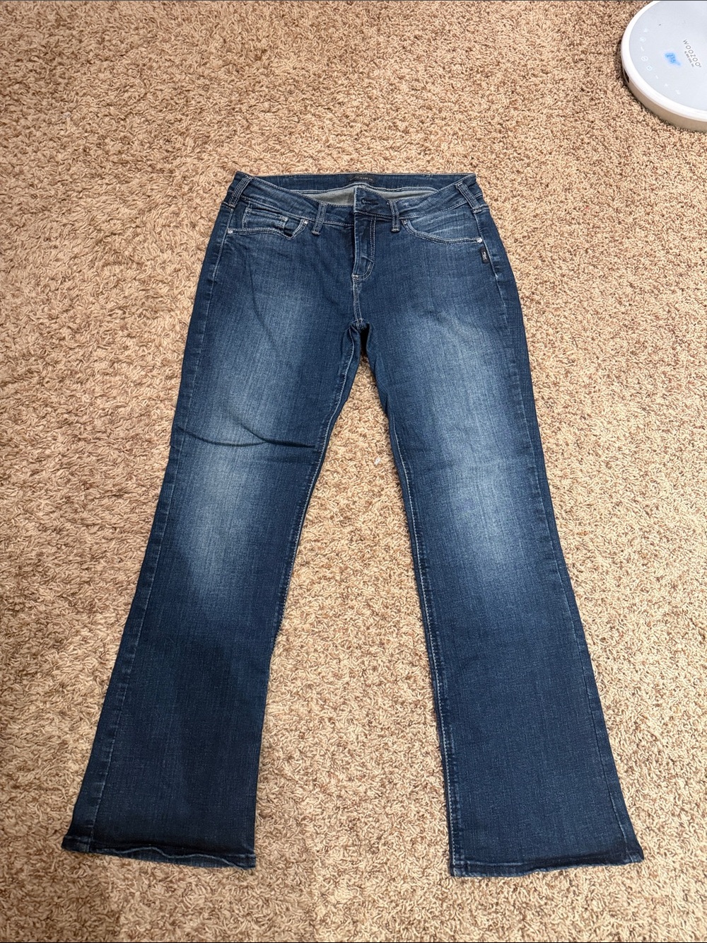 Silver Jeans Dark Blue Flare Wide-Leg Jeans